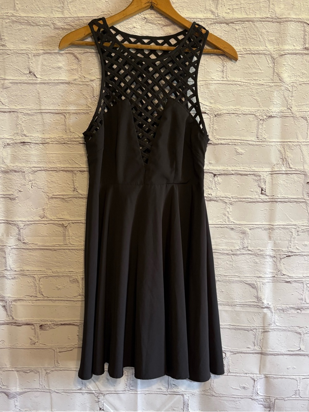 🌿5/$25 Classic Black Sleeveless Mini Dress with Lattice Yoke